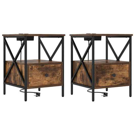 Nachttisch 2 pcs Räuchereiche 41,5 x 40,5 x 55 cm Holzwerkstoff