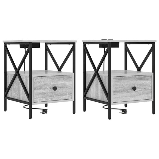 Nachttisch 2 pcs Grau Sonoma 41,5 x 40,5 x 55 cm Holzwerkstoff