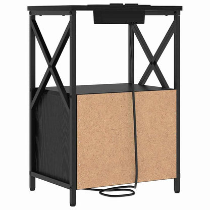 Nachttisch mit Ladestation 2 pcs Schwarze Eiche Holzwerkstoff