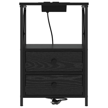 Nachttisch mit Ladestation 2 pcs Schwarze Eiche Holzwerkstoff