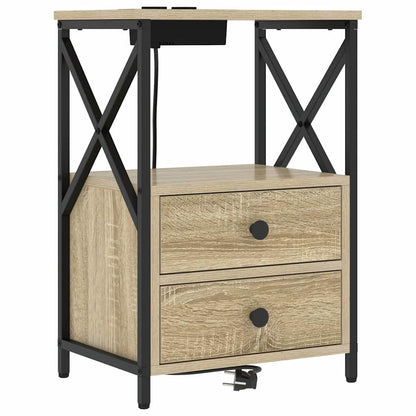 Nachttisch mit Ladestation 2 pcs Sonoma Eiche Holzwerkstoff