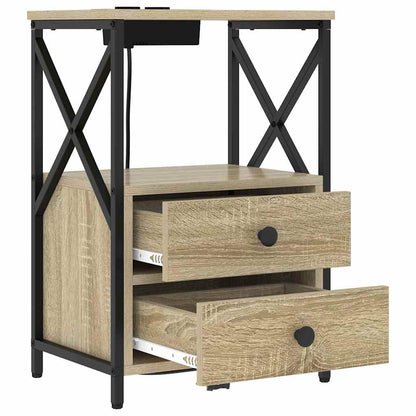 Nachttisch mit Ladestation 2 pcs Sonoma Eiche Holzwerkstoff