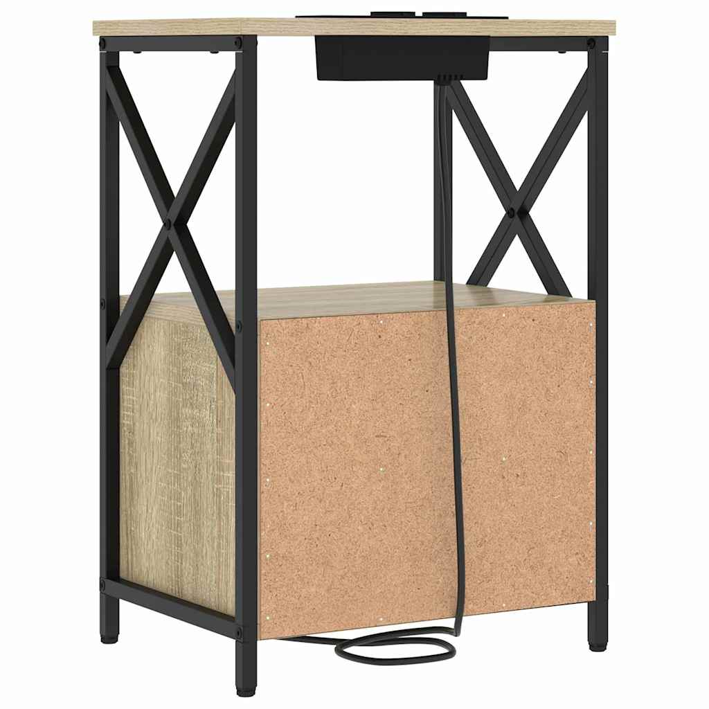 Nachttisch mit Ladestation 2 pcs Sonoma Eiche Holzwerkstoff