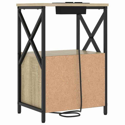 Nachttisch mit Ladestation 2 pcs Sonoma Eiche Holzwerkstoff