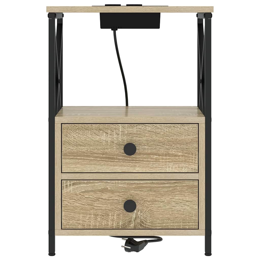 Nachttisch mit Ladestation 2 pcs Sonoma Eiche Holzwerkstoff