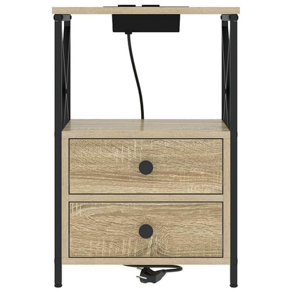 Nachttisch mit Ladestation 2 pcs Sonoma Eiche Holzwerkstoff