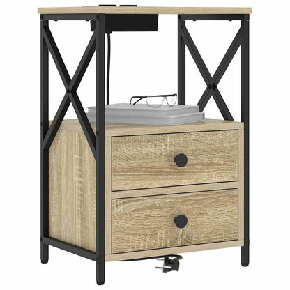 Nachttisch mit Ladestation 2 pcs Sonoma Eiche Holzwerkstoff
