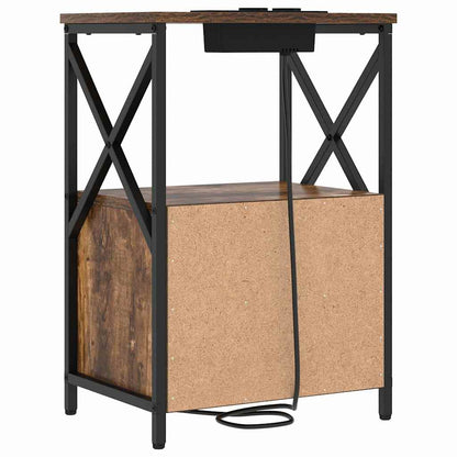 Nachttisch mit Ladestation 2 pcs Räuchereiche Holzwerkstoff