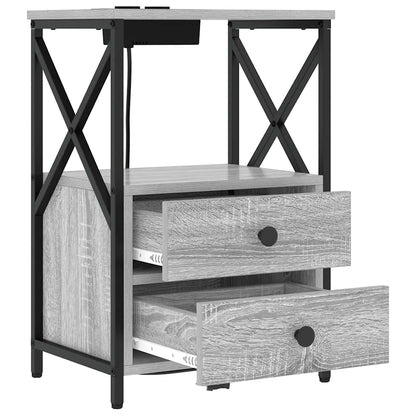 Nachttisch mit Ladestation 2 pcs Grau Sonoma Holzwerkstoff