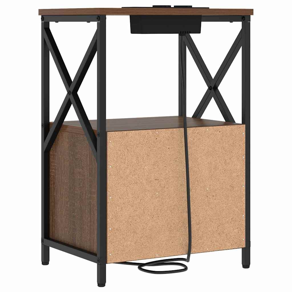 Nachttisch mit Ladestation 2 pcs Braune Eiche Holzwerkstoff