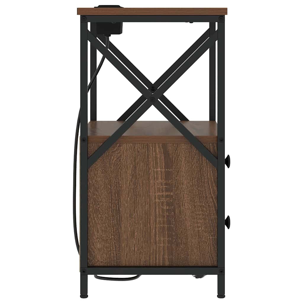 Nachttisch mit Ladestation 2 pcs Braune Eiche Holzwerkstoff