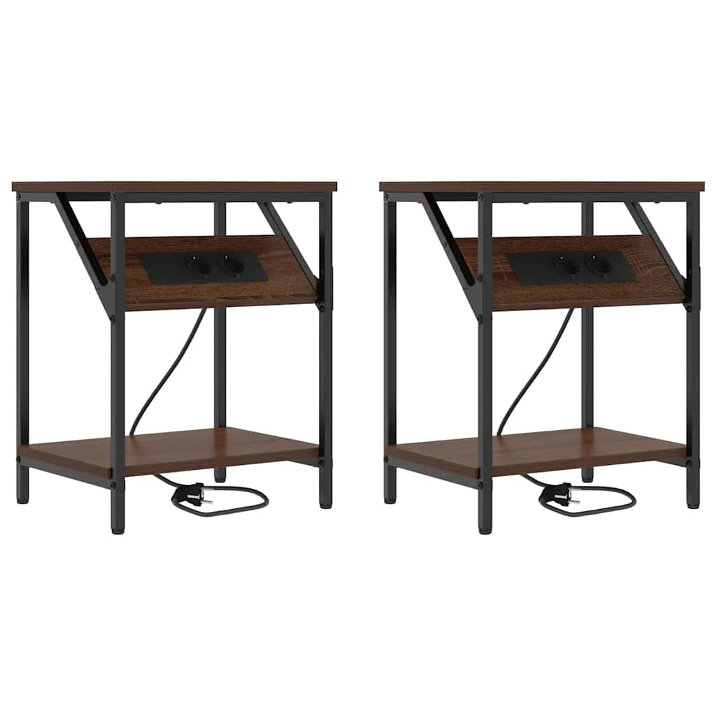 Nachttisch 2 pcs Braune Eiche 38 x 30 x 48 cm Holzwerkstoff