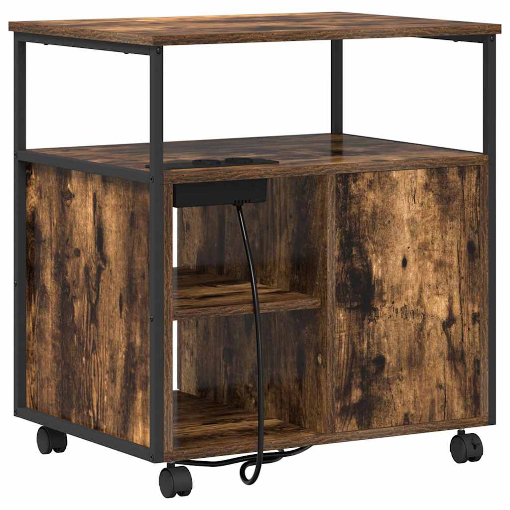 Büroschrank mit Rad Räuchereiche 61 x 46 x 67 cm Holzwerkstoff