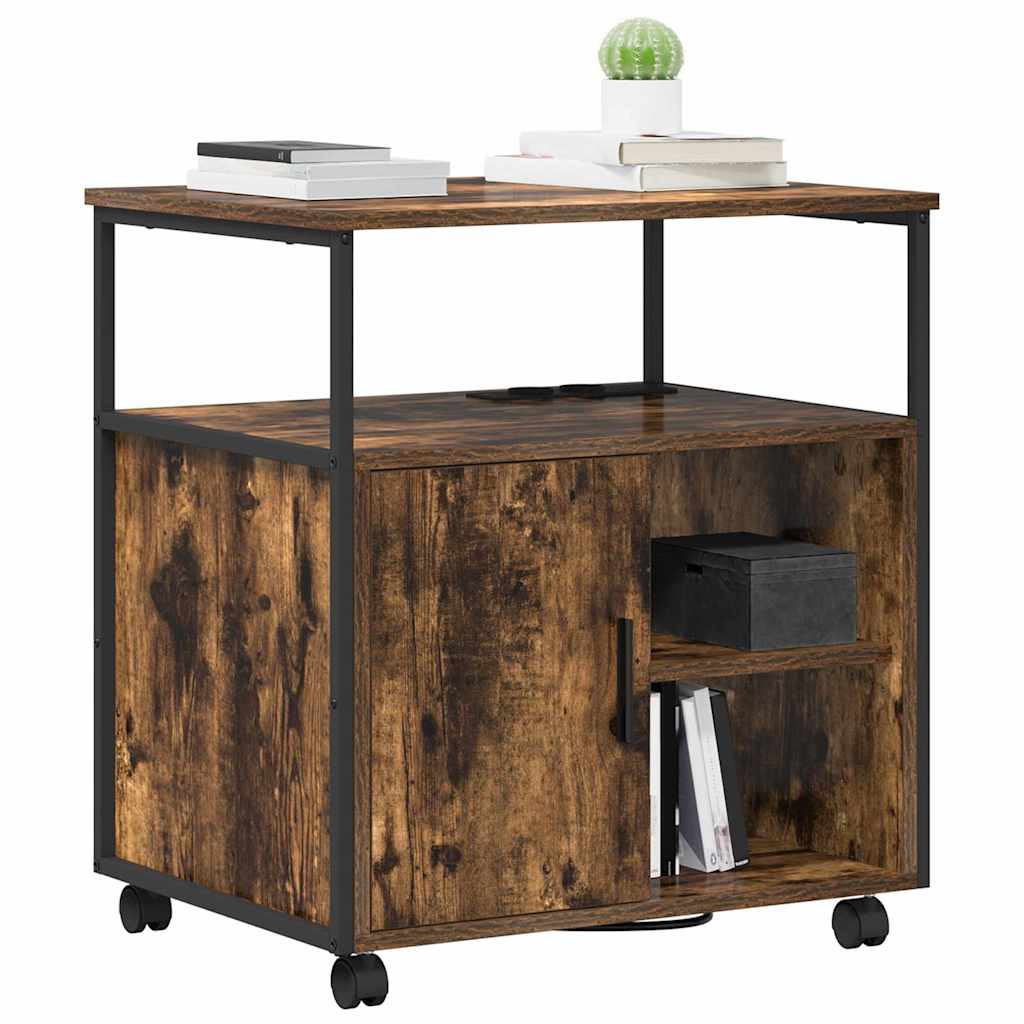 Büroschrank mit Rad Räuchereiche 61 x 46 x 67 cm Holzwerkstoff