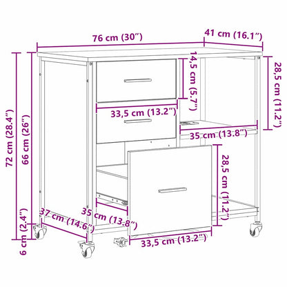 Büroschrank Schwarze Eiche 76 x 41 x 72 cm Holzwerkstoff