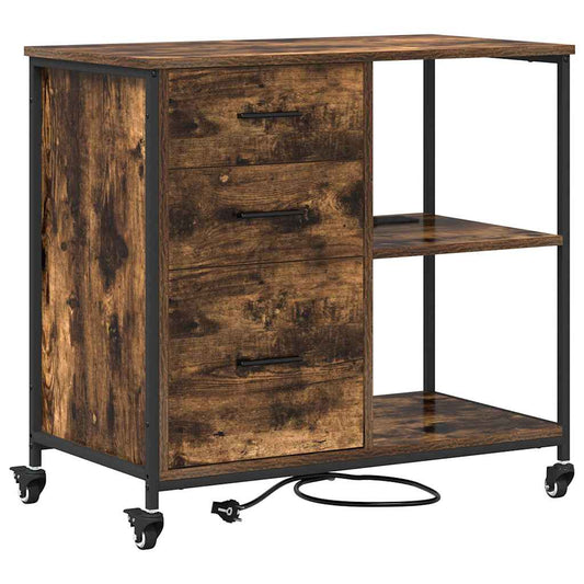 Büroschrank mit Rad Räuchereiche 76 x 41 x 72 cm Holzwerkstoff