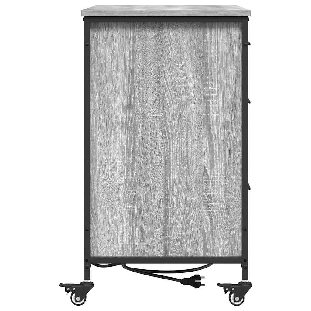 Büroschrank mit Rad Grau Sonoma 76 x 41 x 72 cm Holzwerkstoff