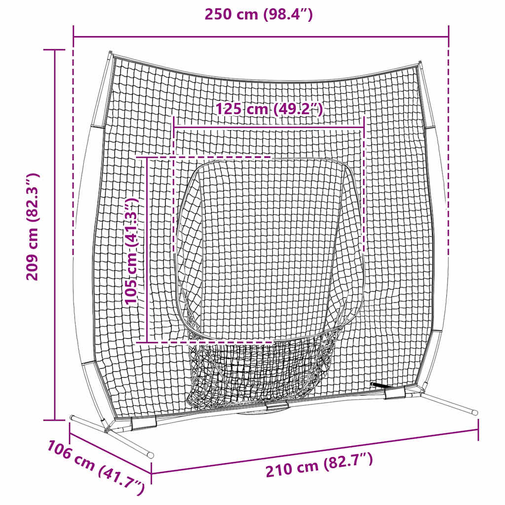 Baseball & Softball Schwarz 250 x 106 x 209 cm Polyester