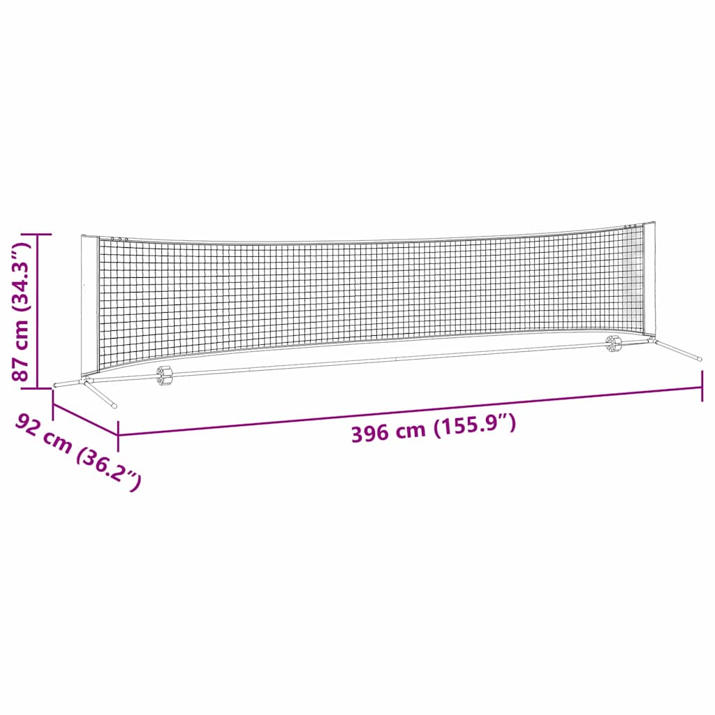 Tennisnetz Falten Schwarz und rot 396 x 92 x 87 cm Polyester