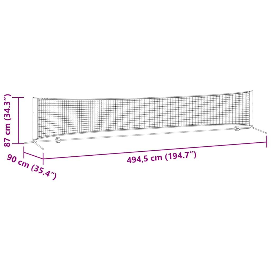 Tennisnetz Falten Schwarz und rot 494.5 x 90 x 87 cm Polyester