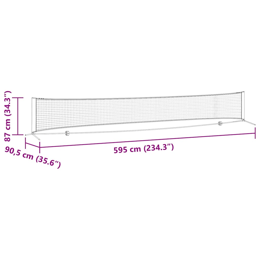 Tennisnetz Falten Schwarz und rot 595 x 90.5 x 87 cm Polyester