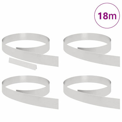 Rasenrand 4 pcs Silber 450 x 10 cm Edelstahl