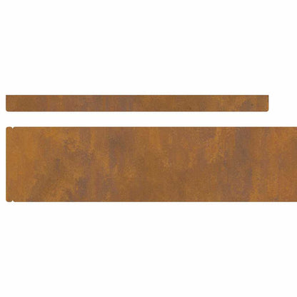 Rasenrand 4 pcs Rostig 450 x 10 cm Witterungsbeständiger Stahl