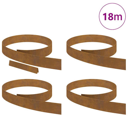 Rasenrand 4 pcs Rostig 450 x 10 cm Witterungsbeständiger Stahl