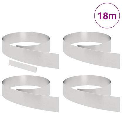 Rasenrand 4 pcs Silber 450 x 15 cm Edelstahl