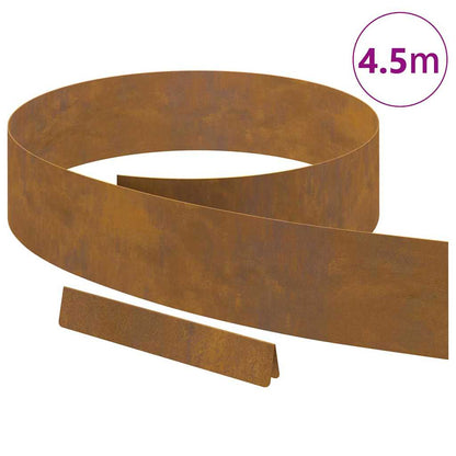 Rasenrand Rostig 450 x 15 cm Witterungsbeständiger Stahl