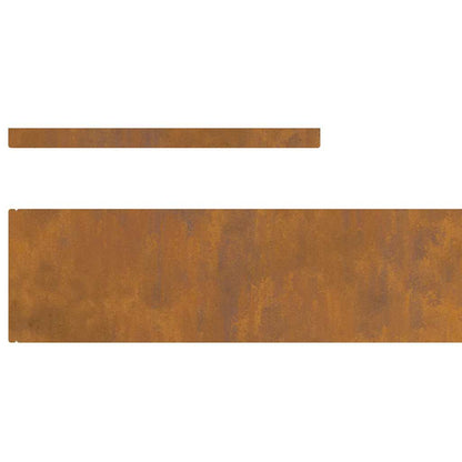 Rasenrand 4 pcs Rostig 450 x 15 cm Witterungsbeständiger Stahl