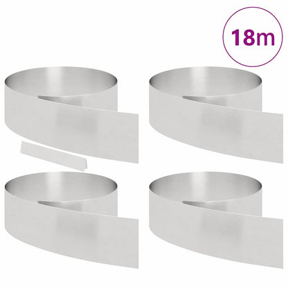 Rasenrand 4 pcs Silber 450 x 20 cm Edelstahl