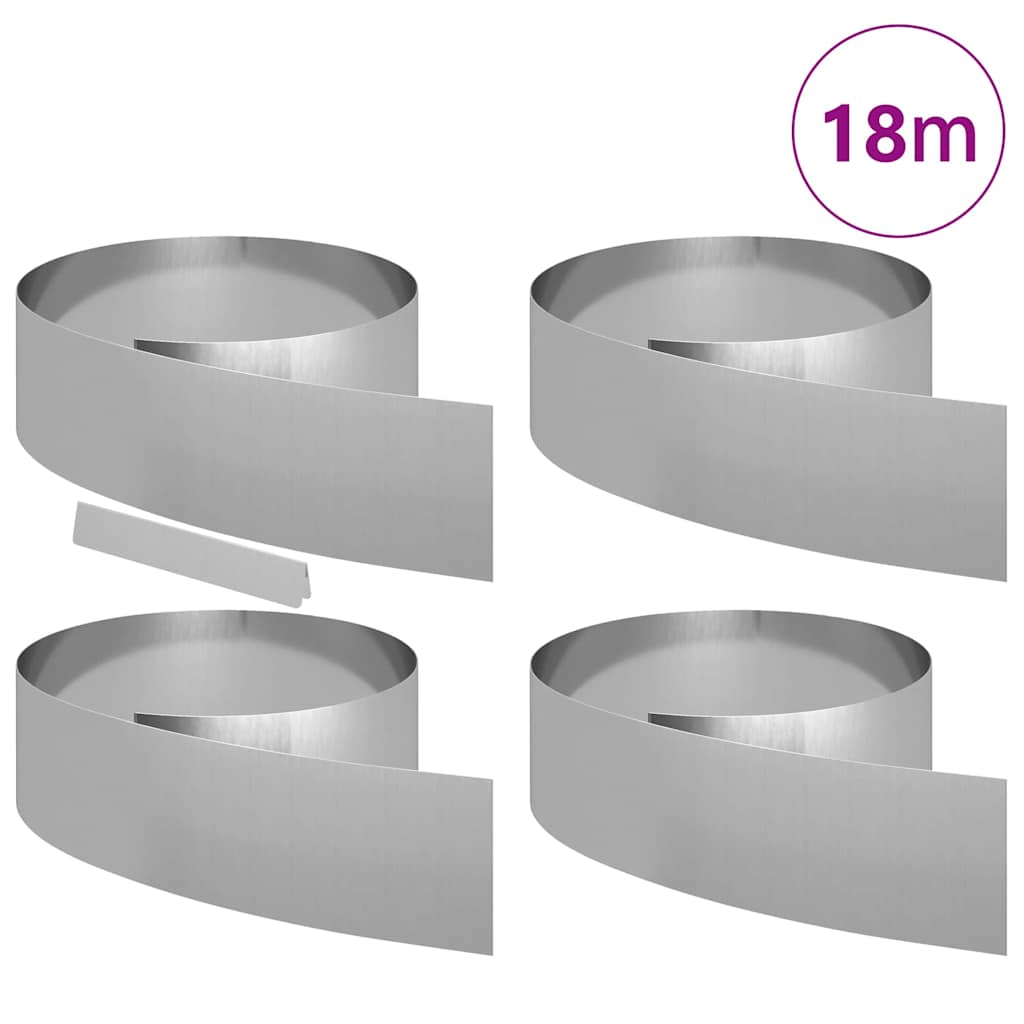 Rasenrand 4 pcs Silber 450 x 20 cm Verzinkter Stahl
