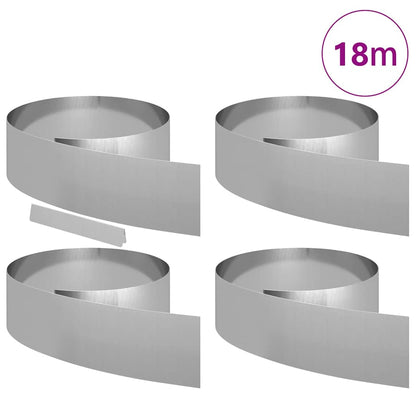 Rasenrand 4 pcs Silber 450 x 20 cm Verzinkter Stahl