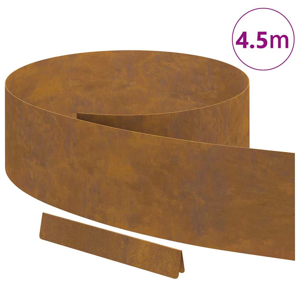 Rasenrand Rostig 450 x 20 cm Witterungsbeständiger Stahl