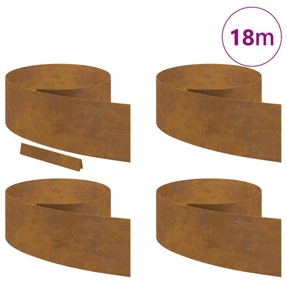 Rasenrand 4 pcs Rostig 450 x 25 cm Witterungsbeständiger Stahl