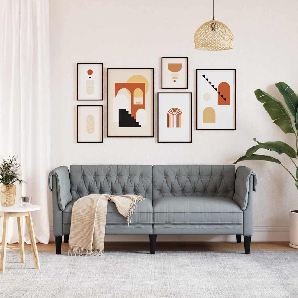 Chesterfield-Sofa Hellgrau 182,5 x 74,5 x 74,5 cm Stoff