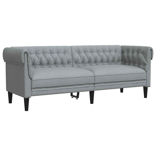 Chesterfield-Sofa Hellgrau 201,5 x 74,5 x 74,5 cm Stoff