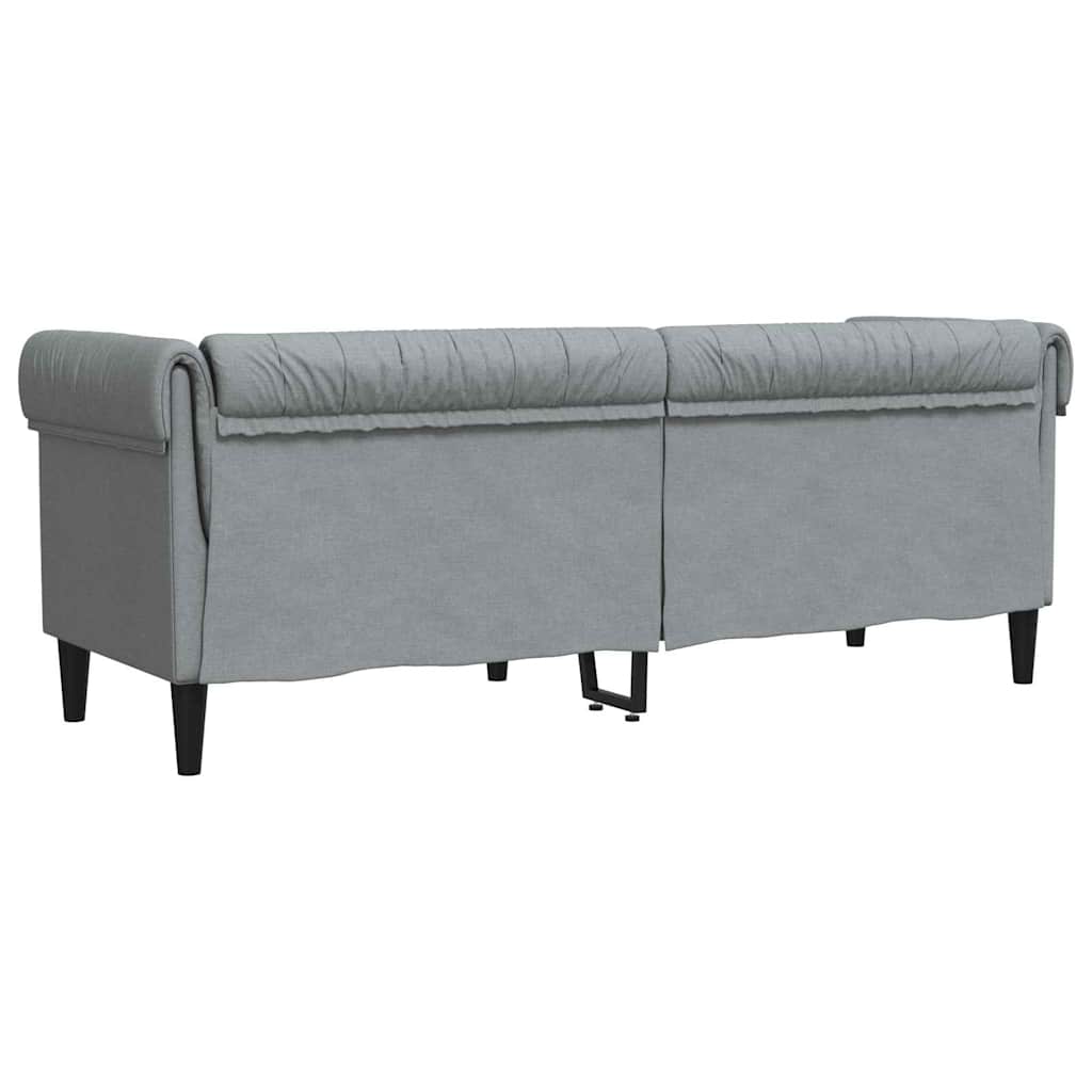 Chesterfield-Sofa Hellgrau 201,5 x 74,5 x 74,5 cm Stoff