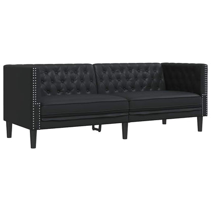 Chesterfield-Sofa Schwarz 194 x 74.5 x 70.5 cm Kunstleder