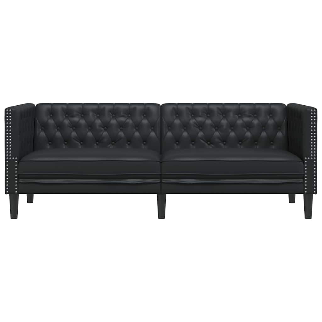 Chesterfield-Sofa Schwarz 194 x 74.5 x 70.5 cm Kunstleder