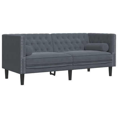 Chesterfield-Sofa Dunkelgrau 174 x 74.5 x 70.5 cm Samt
