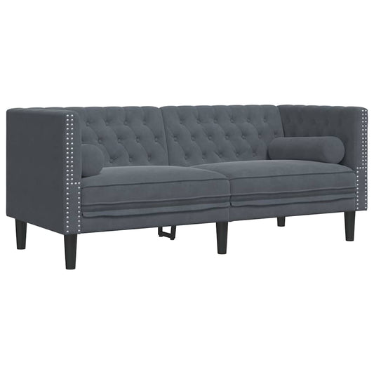 Chesterfield-Sofa Dunkelgrau 174 x 74.5 x 70.5 cm Samt