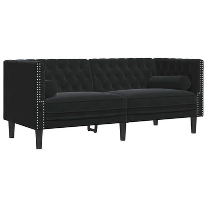 Chesterfield-Sofa mit Kissen Schwarz 174 x 74.5 x 70.5 cm Samt