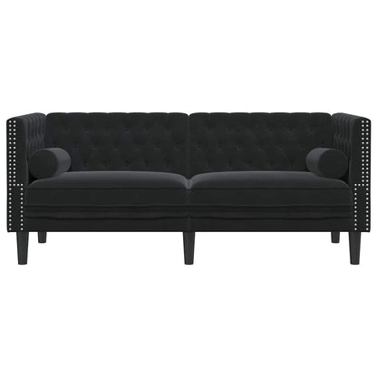 Chesterfield-Sofa mit Kissen Schwarz 174 x 74.5 x 70.5 cm Samt