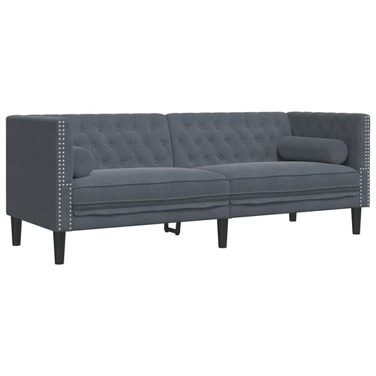 Chesterfield-Sofa Dunkelgrau 194 x 74.5 x 70.5 cm Samt