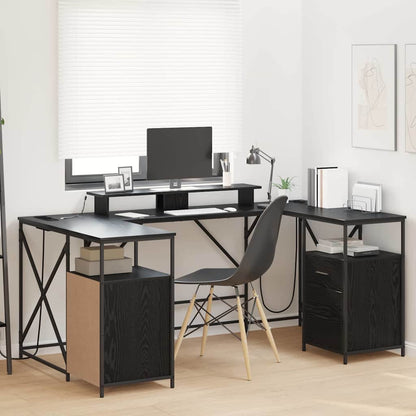 Schreibtisch Schwarz Eichen-Optik 182 x 101 x 87,5 cm