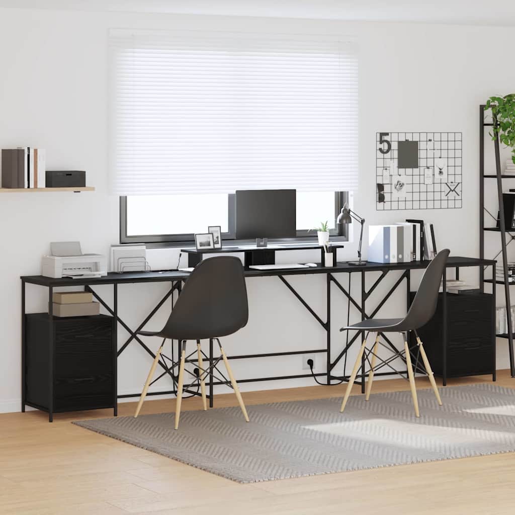 Schreibtisch Schwarz Eichen-Optik 182 x 101 x 87,5 cm