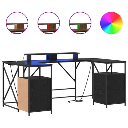 Schreibtisch Schwarz Eichen-Optik 182 x 101 x 87,5 cm