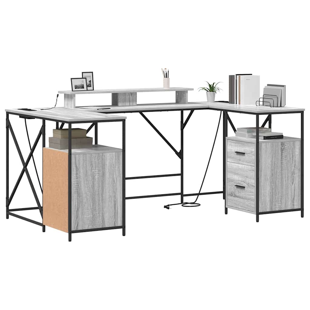 Schreibtisch Grau Sonoma 182 x 101 x 87,5 cm Holzwerkstoff